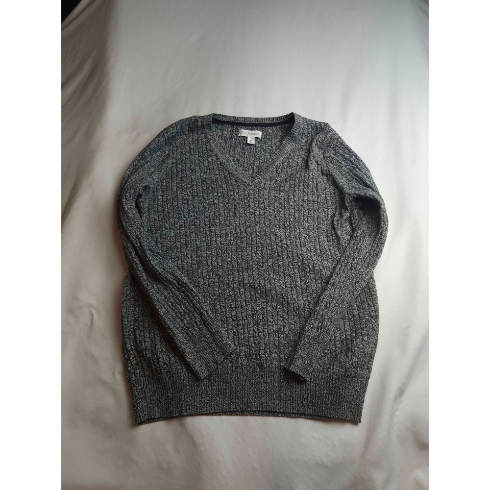 Kim Rogers Sweater Womens Medium Gray Minimalist Smart Casual Coastal Grandma